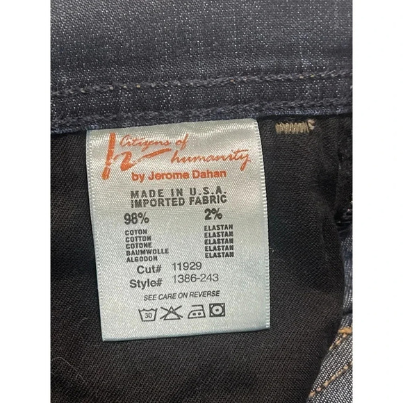 Citizens Of Humanity Dani Jeans Women’s 28 Blue Cropped Straight Leg Cuffed Hem - Picture 13 of 14